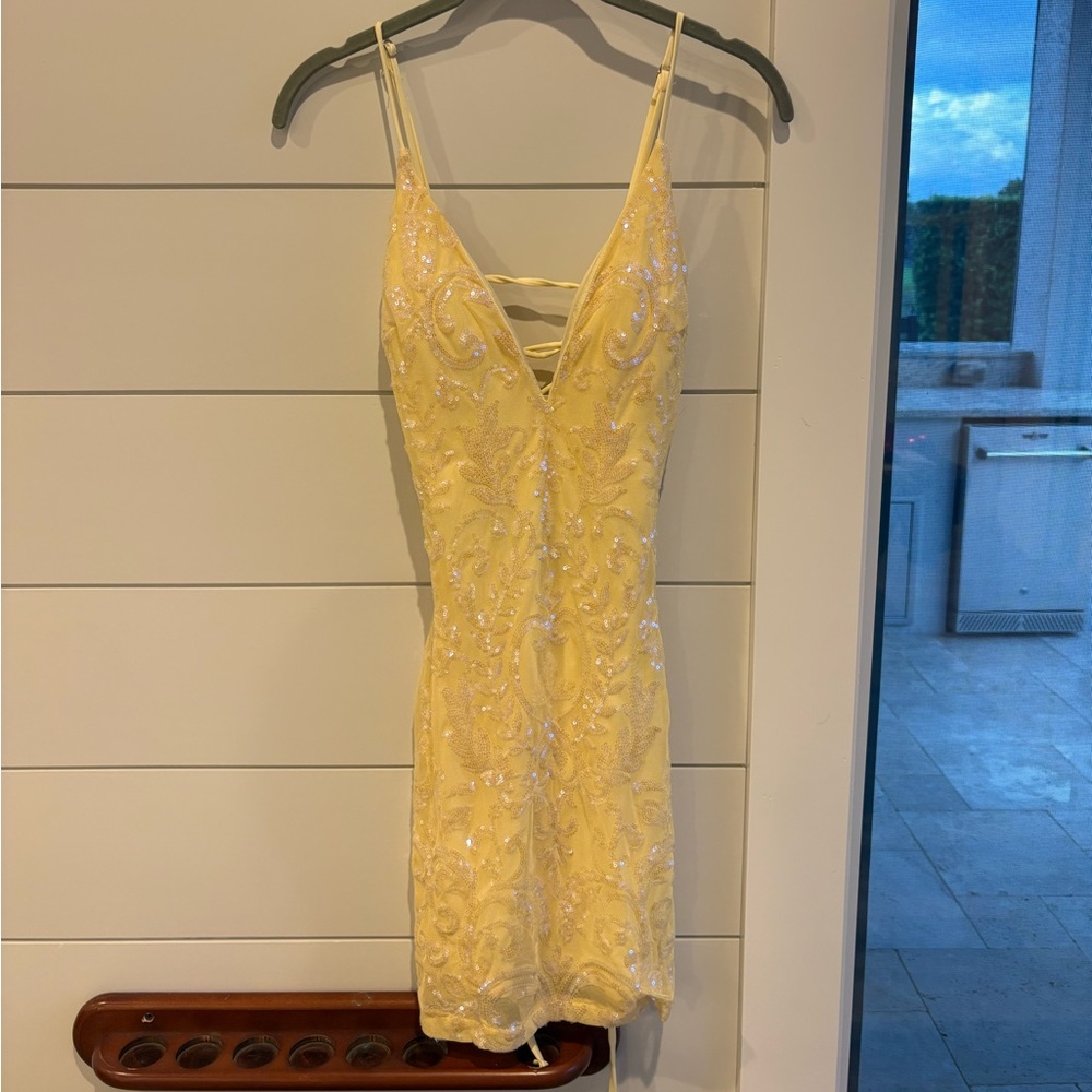 Yellow Sequin Mini Dress
